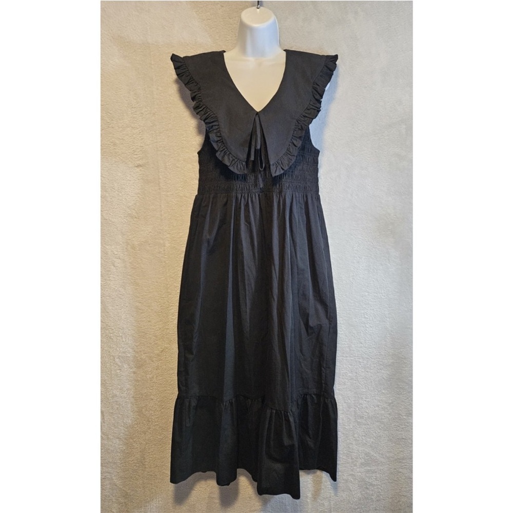 Topshop Black Ruffle V-Neck Maxi Dress